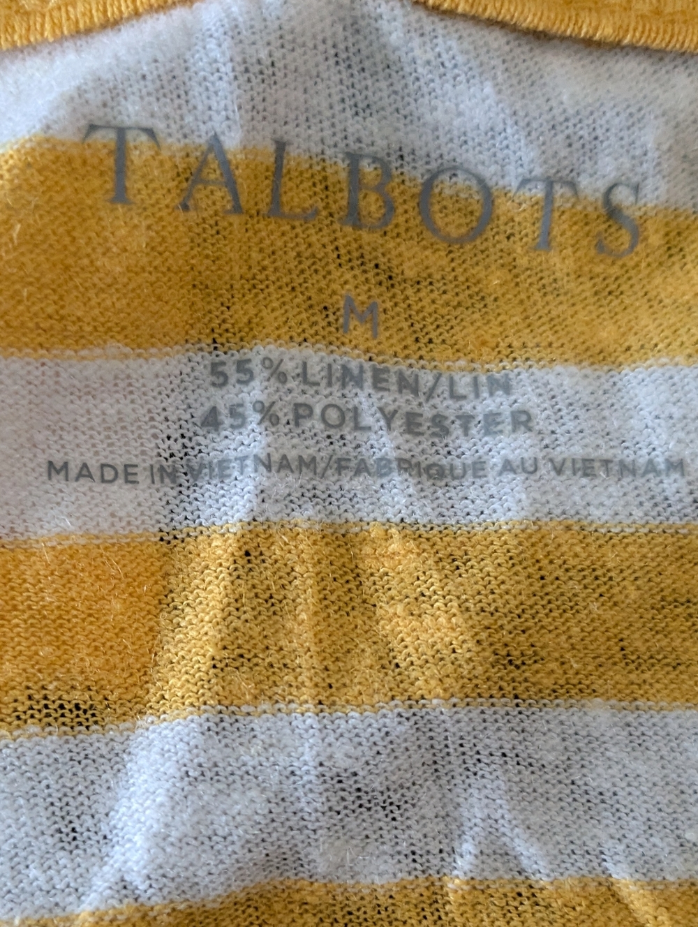 NWOT! Talbots Yellow & White Stripped Linen Blend Tank Top Size M - Picture 2 of 3